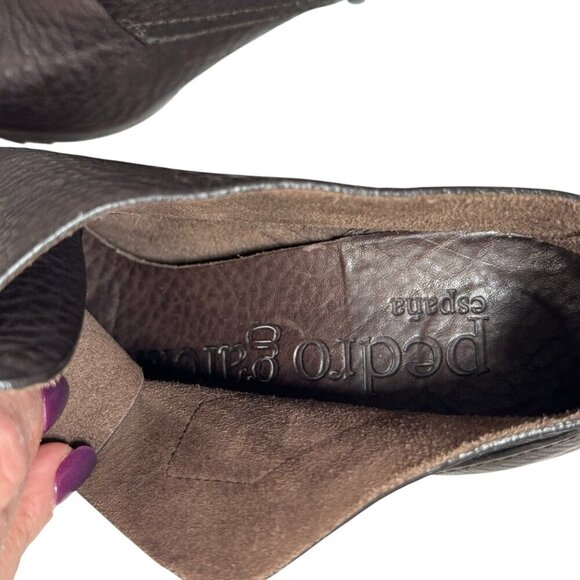 $540 Women PEDRO GARCIA Chenoa Dk Brown Peep Toe Leather Stiletto Booties 39 - Picture 10 of 12